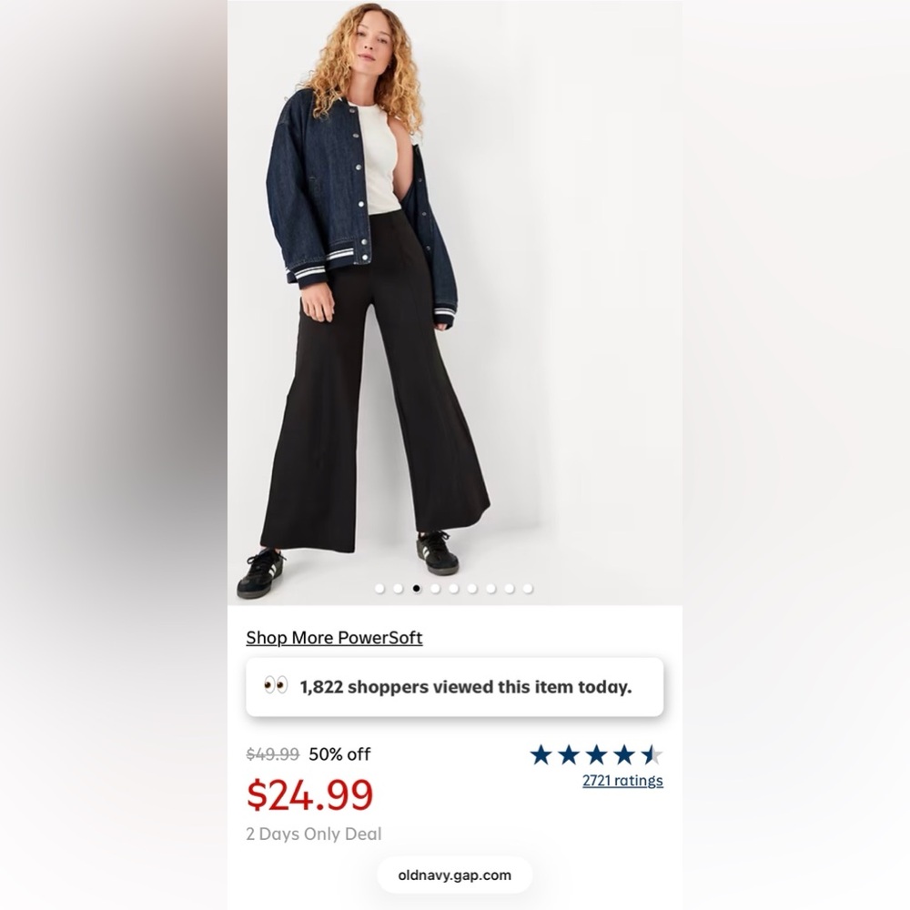 Old Navy High-Waisted PowerSoft Trouser Pants / Size M Tall